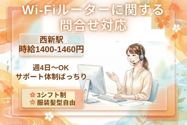 Wi-Fiルーターに関する問合せ対応/週4日～OKのメイン画像