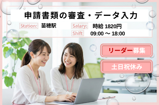 【高時給1820円】官公庁関連×システム上での審査業務 リーダー♪のメイン画像