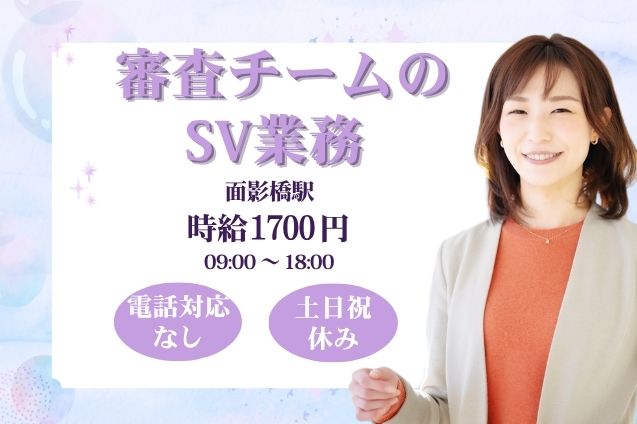 【高時給1700円×電話なし】官公庁関連の審査業務を管理するSV！スタッフのフォロー・進捗管理などのメイン画像