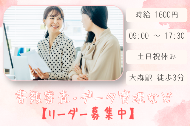 書類審査・データ管理など リーダー/土日祝休み/官公庁/駅チカのメイン画像