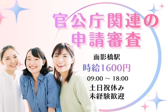 【高時給1600円】43名の大量募集！官公庁関連の申請をPCでチェックする審査業務のメイン画像